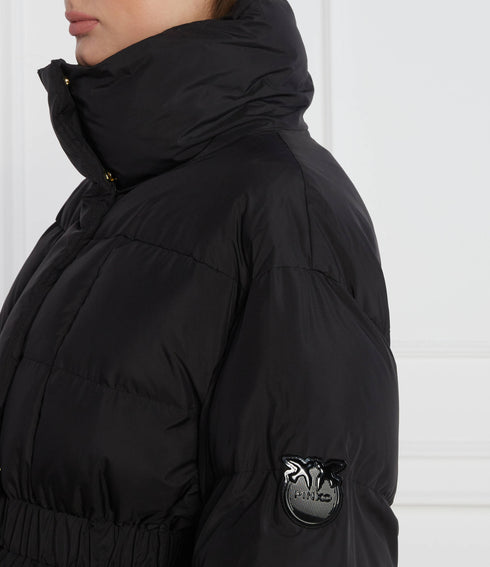 PINKO - Causale Cappotto Tela Tecnica Con Patch Black