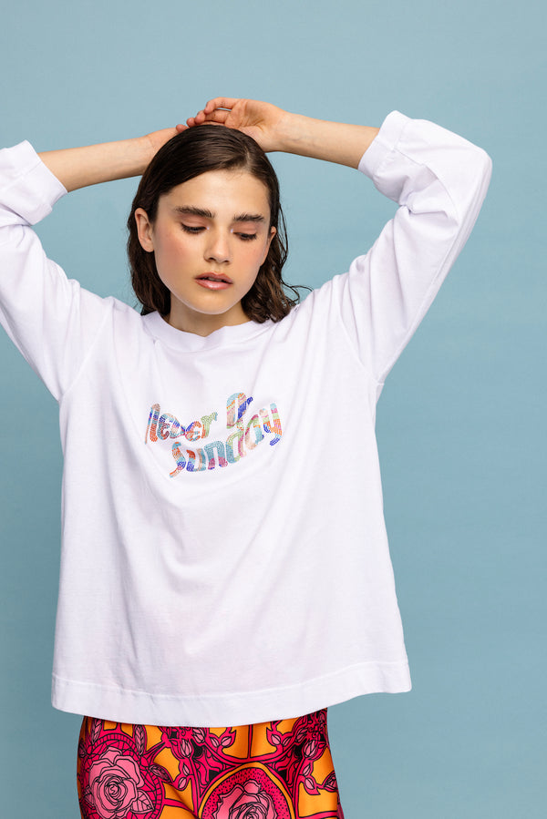 Never On Sunday - Susan Top Long Sleeve White