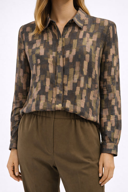 New Age - Alice Printed Shirt Abstract Earth-Tone