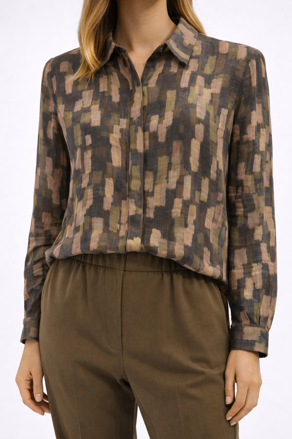 New Age - Alice Printed Shirt Abstract Earth-Tone