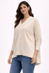 Soft Flow V-Neck Knit Blouse Ecru