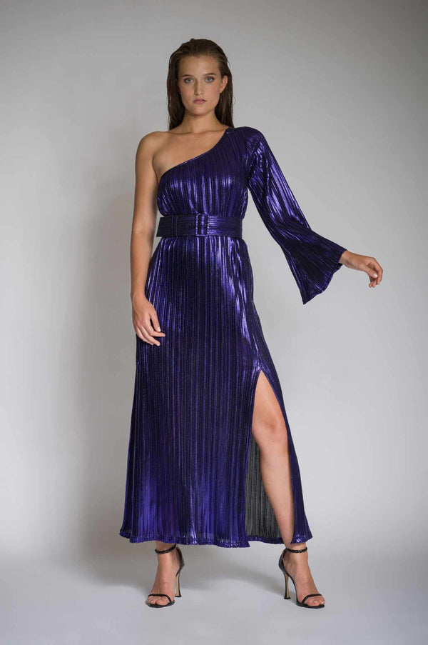 Seven Sins - One-Shoulder Pleated Dress Purple