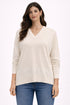 Soft Flow V-Neck Knit Blouse Ecru