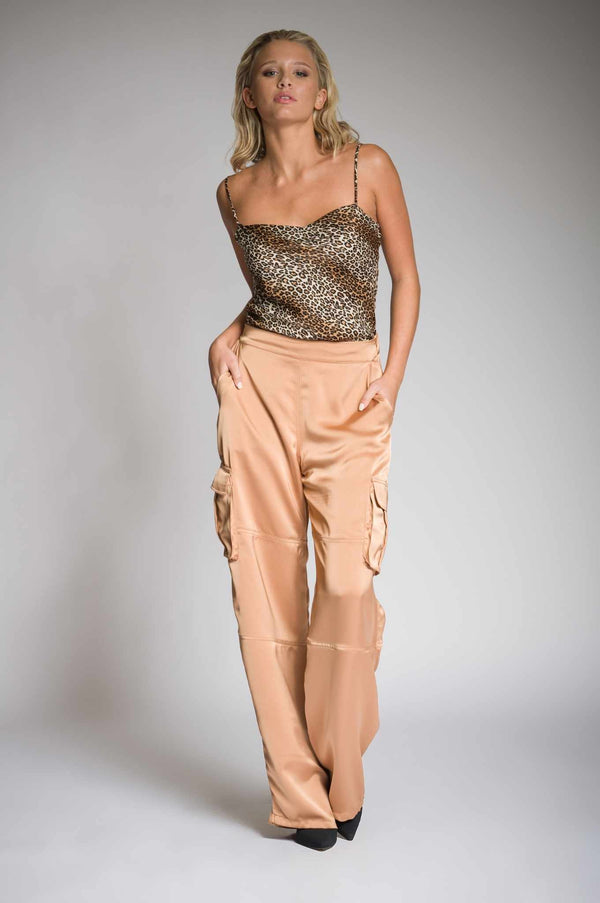 Seven Sins - Satin Cargo Pants Gold