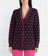 PINKO - Lama Cardigan Jacquard Logo Bird Nero/Fuxia