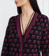 PINKO - Lama Cardigan Jacquard Logo Bird Nero/Fuxia