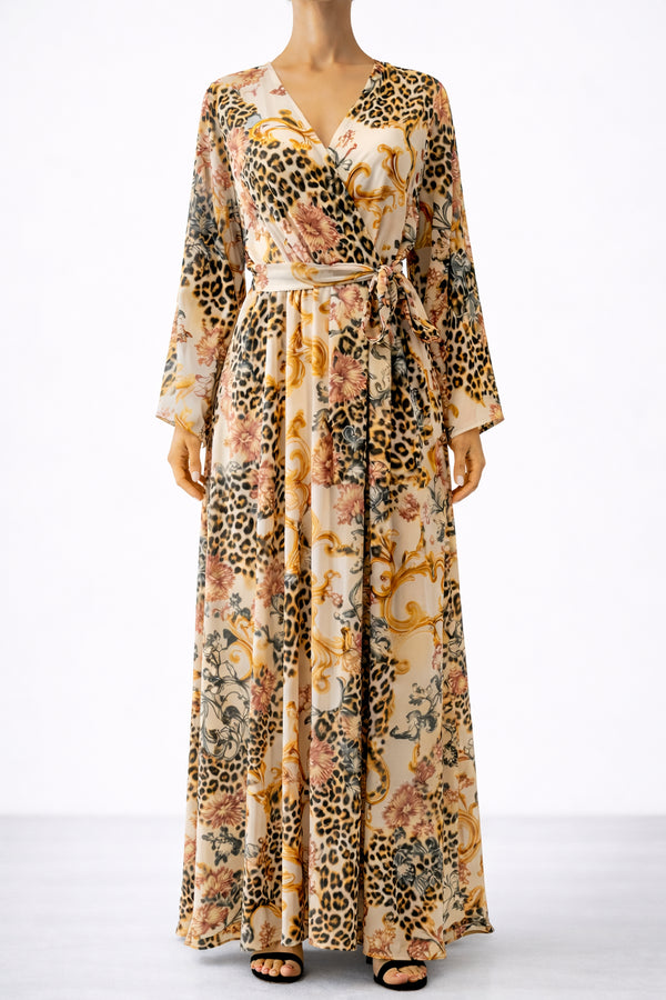 Whiteroom Selection - Baroque & Leopard Print Maxi Dress