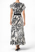 Whiteroom Selection - Elegant Black & White Silky Wrap Maxi Dress