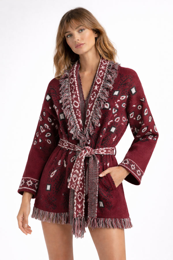 Whiteroom Selection - Burgundy Boho Knit Cardigan