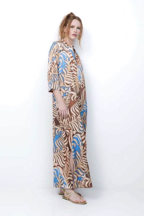 New Age - Santorini Kaftan Dress Brown-Blue