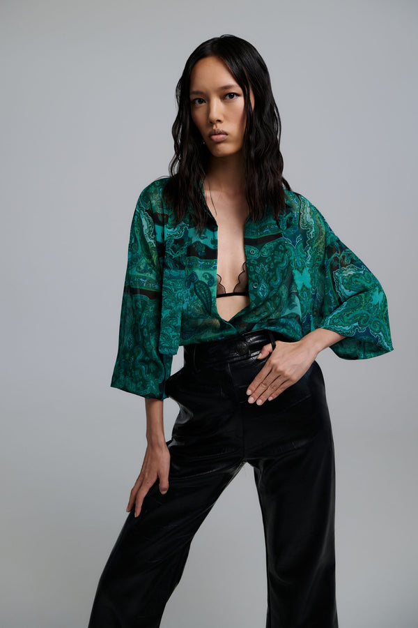 Iraida Ethereal - Kelly Croco Faux Leather Pants Black