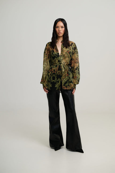 Iraida Ethereal - Kelly Croco Faux Leather Pants Black