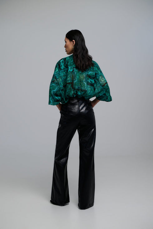 Iraida Ethereal - Kelly Croco Faux Leather Pants Black