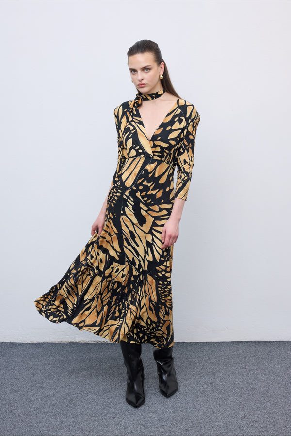 Ciel Concept - Butterfly Mosaic Jersey Midi Dress