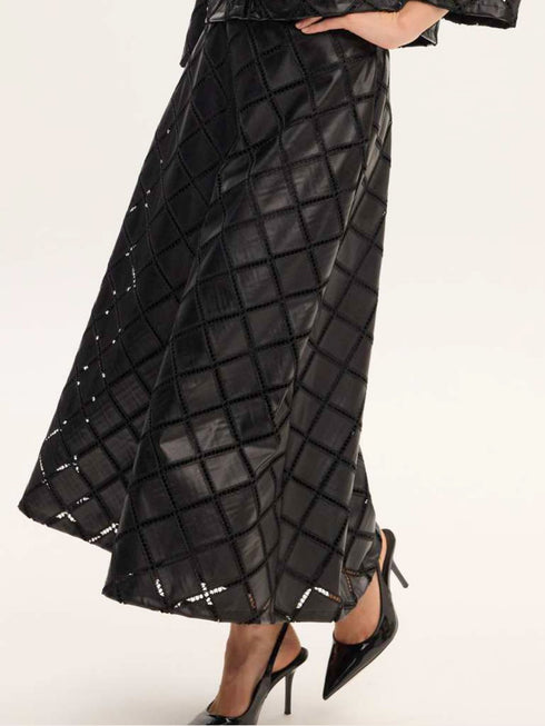 Ciel Concept - Kendall Embroidered Leather Shirt & Skirt Set