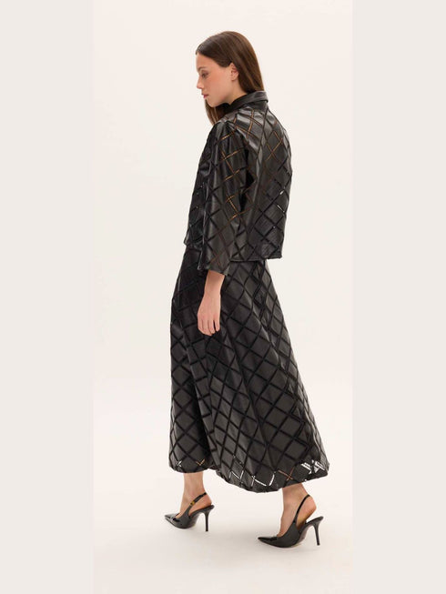Ciel Concept - Kendall Embroidered Leather Shirt & Skirt Set