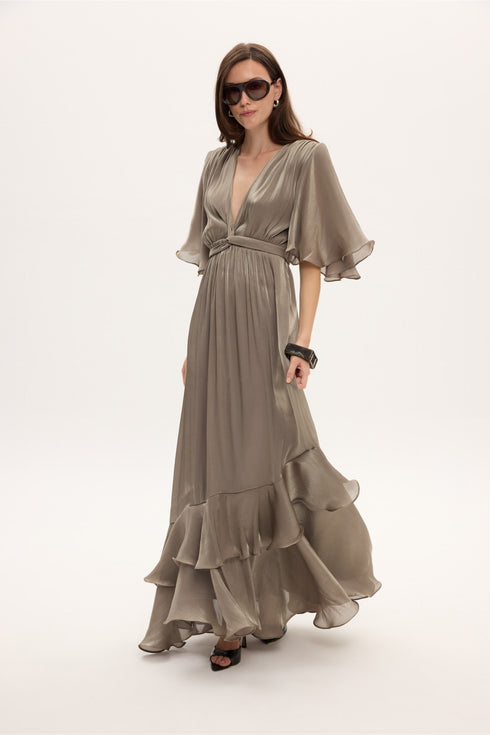Ciel Concept - Fall For You Long Ruffle Dress Grey
