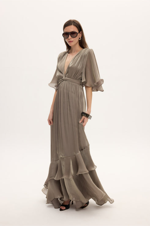 Ciel Concept - Fall For You Long Ruffle Dress Grey
