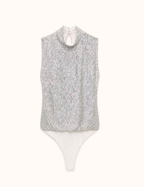 Lumina Sequins Bodysuit Silver