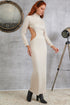 Lace - Πλεκτό Maxi Φόρεμα Cut Out Εκρού