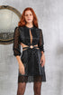 Lace - Φόρεμα Mini Δερματίνη Με Άνοιγμα Στη Μέση Μαύρο
