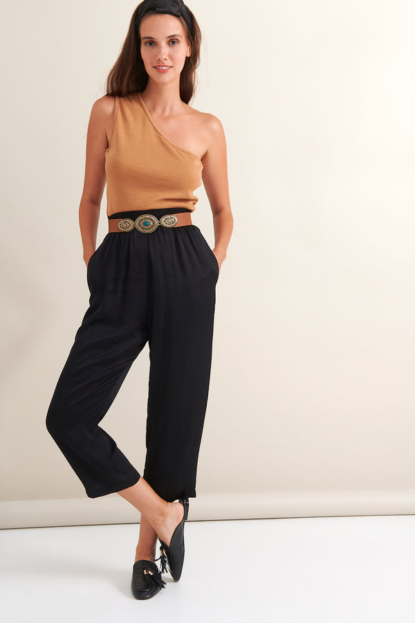 LACE Γυναικεία Μπλούζα Πλεκτή Camel Με Έναν Ώμο