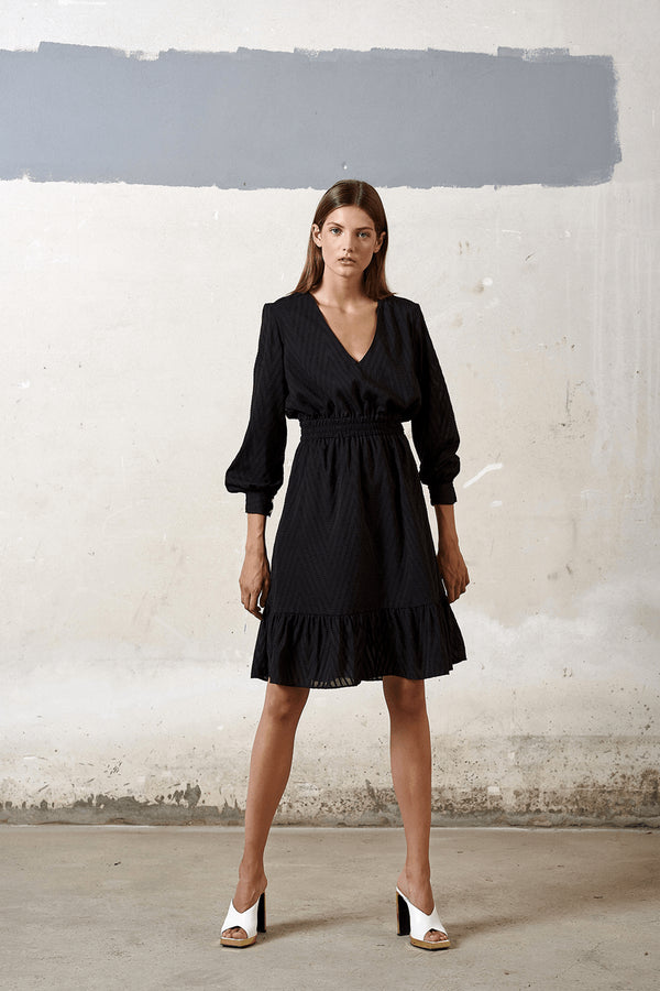 LOVIN' CLOZ Γυναικείο Μαύρο Mini Φόρεμα Με Βολάν