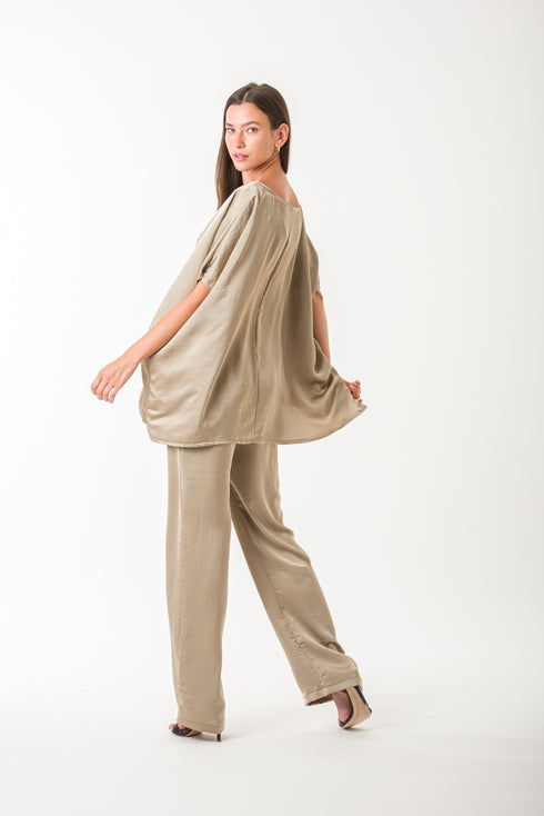 Seven Sins - Σετ Μπλούζα Και Παντελόνα Φαρδυά Σατέν