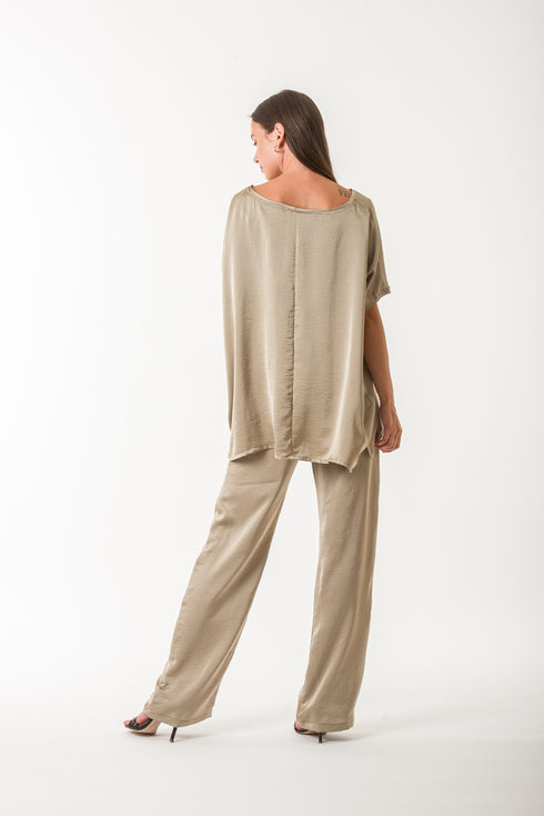 Seven Sins - Σετ Μπλούζα Και Παντελόνα Φαρδυά Σατέν