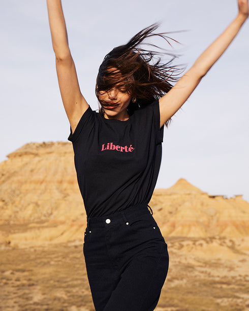 GRACE & MILA Γυναικείο Jean Ψηλόμεσο Παντελόνι Μαύρο