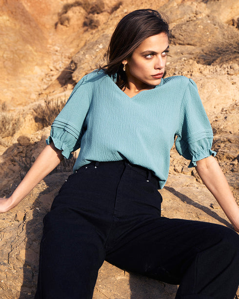 GRACE & MILA Γυναικείο Jean Ψηλόμεσο Παντελόνι Μαύρο