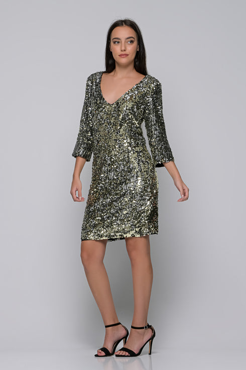 Manolo Μίνι Φόρεμα Παγιέτα Χρυσό