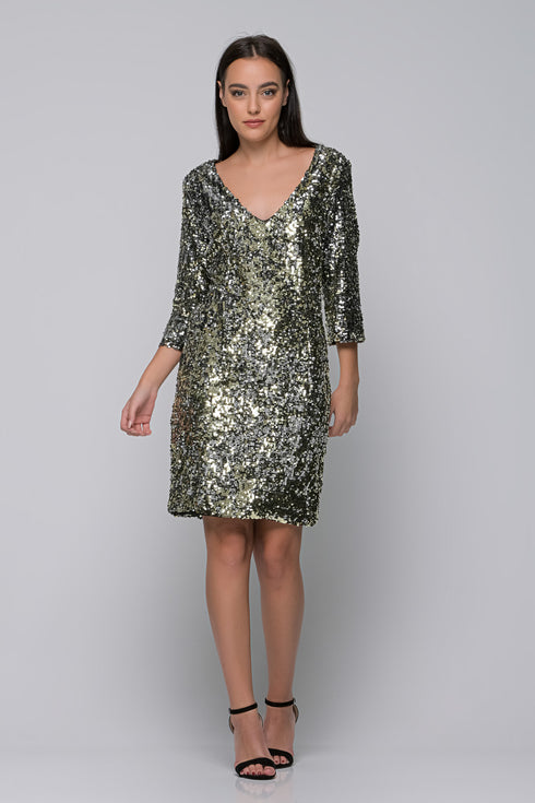 Manolo Μίνι Φόρεμα Παγιέτα Χρυσό